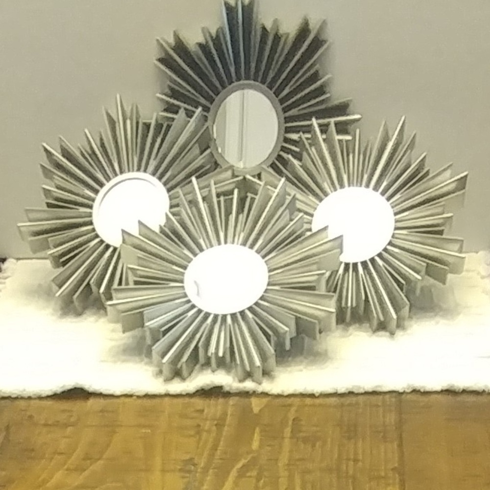 Silver/Gray Sunburst Wall Mirrors